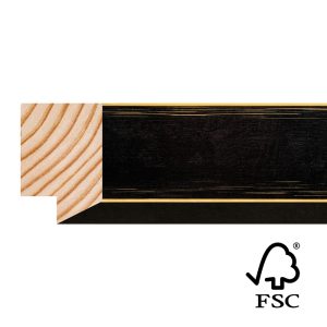 37x25mm Black Linear Bevel Moulding FSC