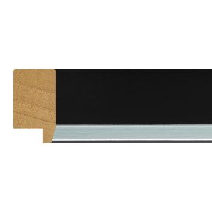 35x20mm Matt Black & Silver Bevel Moulding