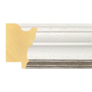 49x34mm White & Silver Open Grain LUXE Wentworth Scoop Moulding
